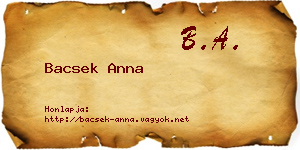 Bacsek Anna névjegykártya